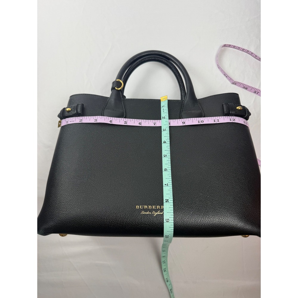 Burberry Banner Small Black Leather Tote Satchel Bag Authenticated Italy #mc - Picture 12 of 16